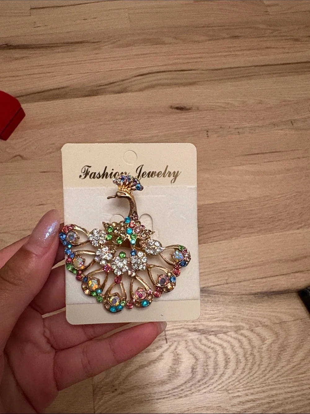 Fashion Jewelry Gold Peacock Brooch with Multicolor Crystals